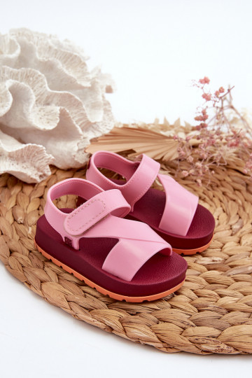 Sandales enfant à attaches adhésives LL385001 coloris rose