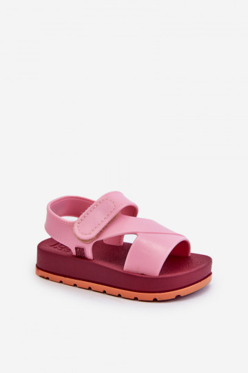 Sandales enfant à attaches adhésives LL385001 coloris rose 2
