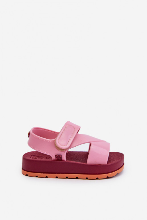Sandales enfant à attaches adhésives LL385001 coloris rose