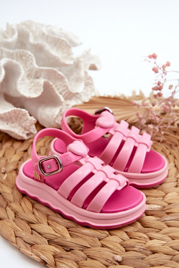 Sandales enfant à attaches adhésives NN385018 couleur rose