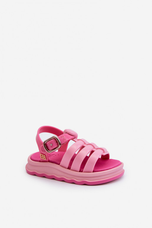 Sandales enfant à attaches adhésives NN385018 couleur rose