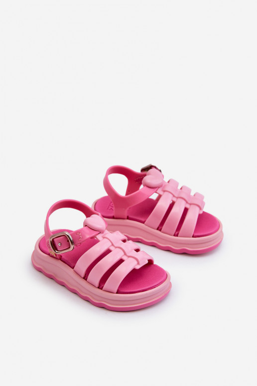 Sandales enfant à attaches adhésives NN385018 couleur rose