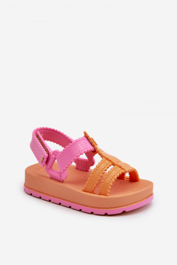 Sandales enfant à attaches adhésives LL385026 coloris orange 2