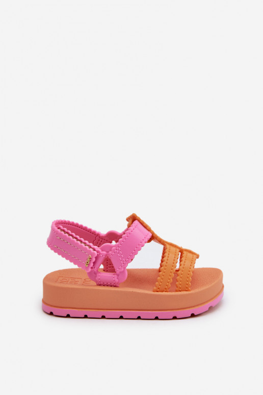 Sandales enfant à attaches adhésives LL385026 coloris orange