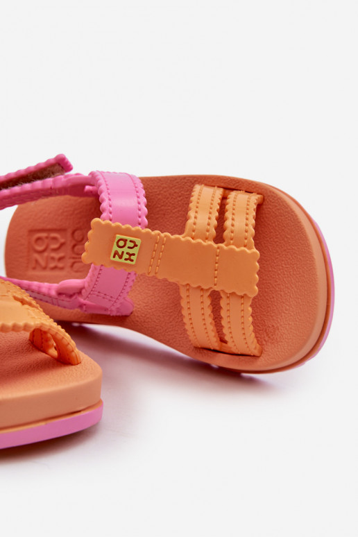 Sandales enfant à attaches adhésives LL385026 coloris orange