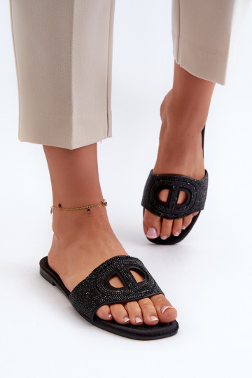 Tongs à talons larges pour femmes noires Dimrose