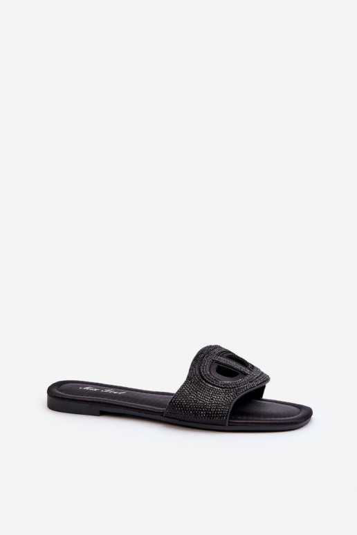 Tongs à talons larges pour femmes noires Dimrose