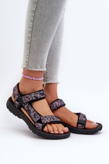 Sandales femme style sport Noir et rose Lumeria
