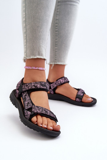 Sandales femme style sport Noir et rose Lumeria 2