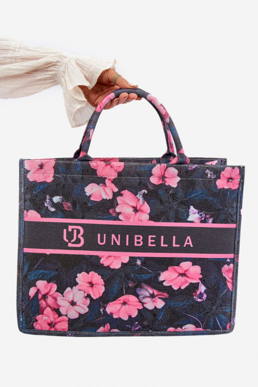 Sac à main à fleurs Mooch noir et rose