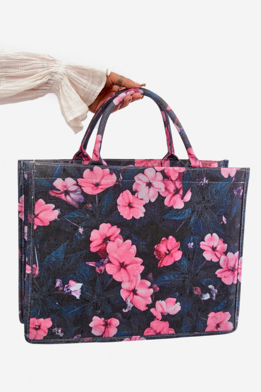 Sac à main à fleurs Mooch noir et rose