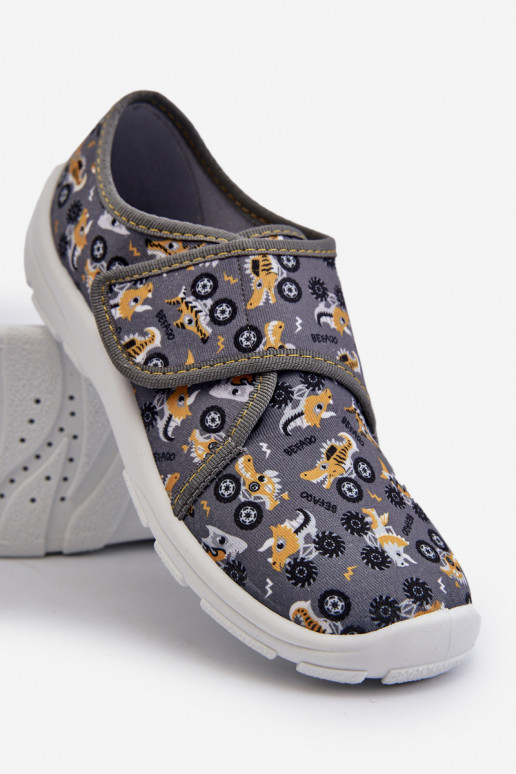 Chaussons confortables pour garçon avec attaches adhésives Befado 974Y552 gris