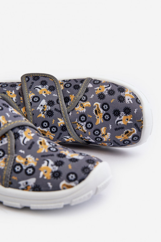 Chaussons confortables pour garçon avec attaches adhésives Befado 974Y552 gris