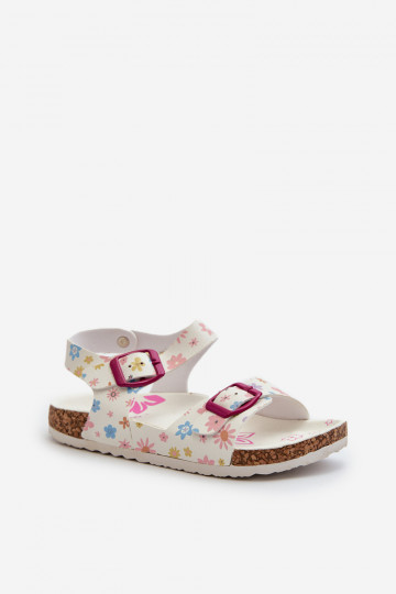 sandales Enfants avec fleurs avec boucles de couleur blanche Memoria