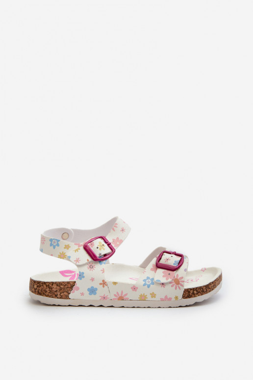 sandales Enfants avec fleurs avec boucles de couleur blanche Memoria