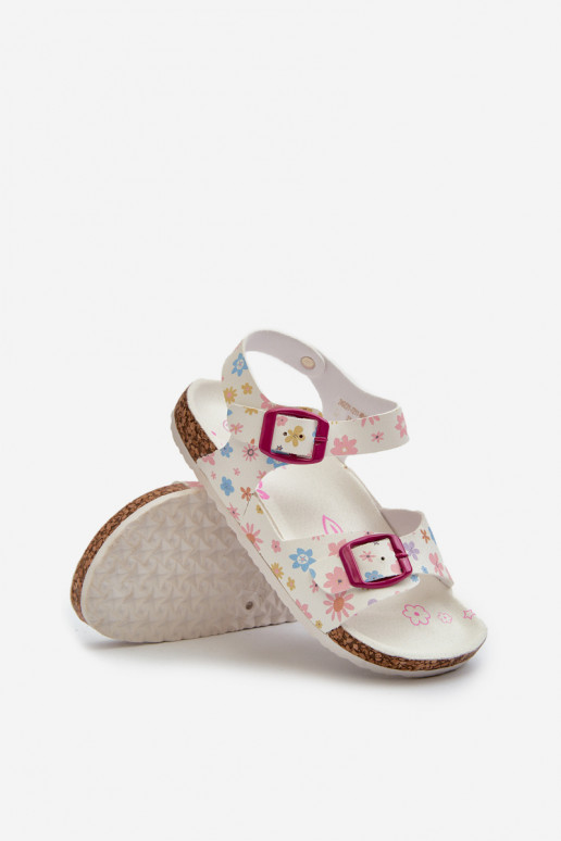 sandales Enfants avec fleurs avec boucles de couleur blanche Memoria