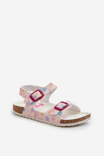 sandales Enfants avec fleurs avec boucles de couleur rose Memoria
