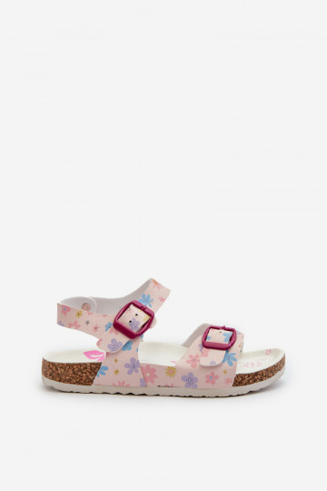 sandales Enfants avec fleurs avec boucles de couleur rose Memoria 2