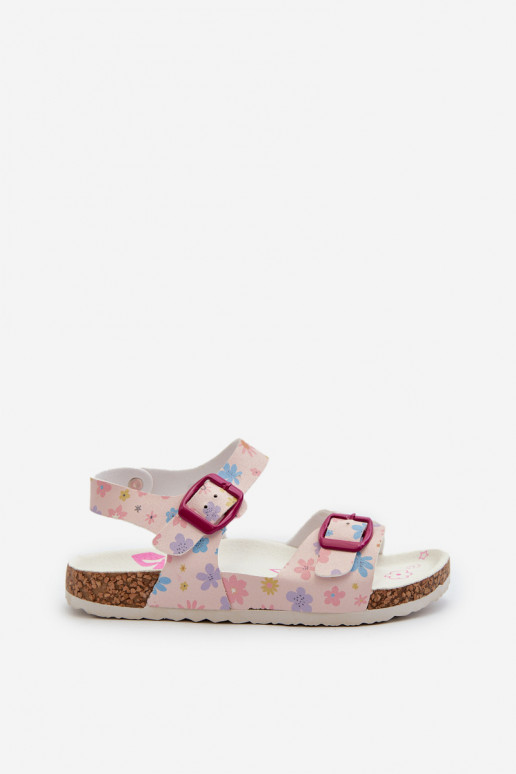 sandales Enfants avec fleurs avec boucles de couleur rose Memoria sandales Enfants avec fleurs avec boucles de couleur rose Memoria