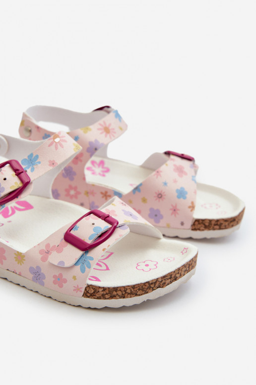 sandales Enfants avec fleurs avec boucles de couleur rose Memoria sandales Enfants avec fleurs avec boucles de couleur rose Memoria