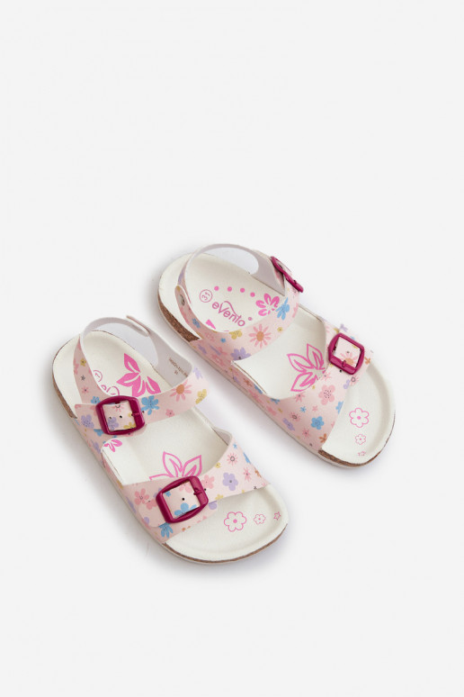sandales Enfants avec fleurs avec boucles de couleur rose Memoria