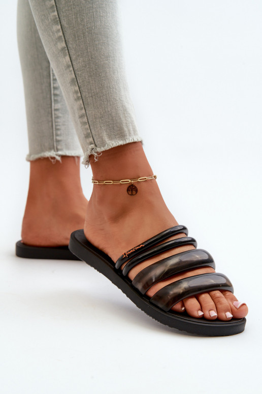 Pantoufles plates en caoutchouc pour femmes 26727 Ipanema Puffer Tiras Fem couleur noir Pantoufles plates en caoutchouc pour femmes 26727 Ipanema Puffer Tiras Fem couleur noir