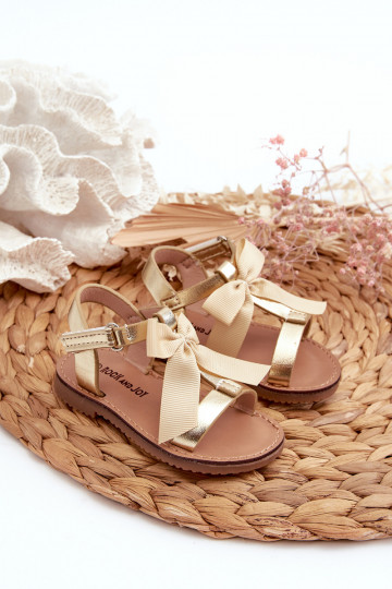 sandales Enfant avec rubans avec attaches adhésives couleur or Joratia