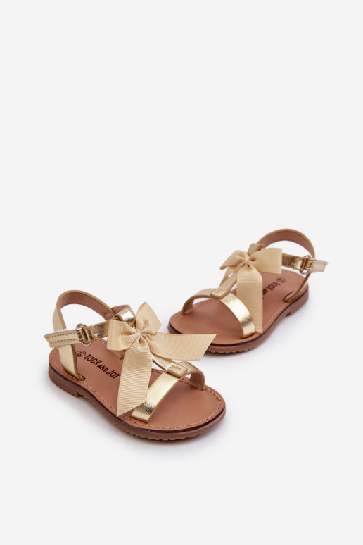 sandales Enfant avec rubans avec attaches adhésives couleur or Joratia