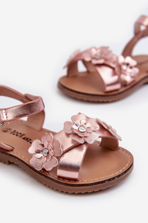 sandales Enfant Ozdobione à motifs floraux avec attaches adhésives rose Fagossa