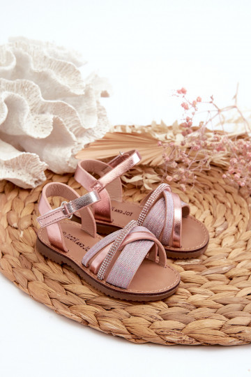 avec brillance Sandales enfant à fermetures adhésives rose Delphina