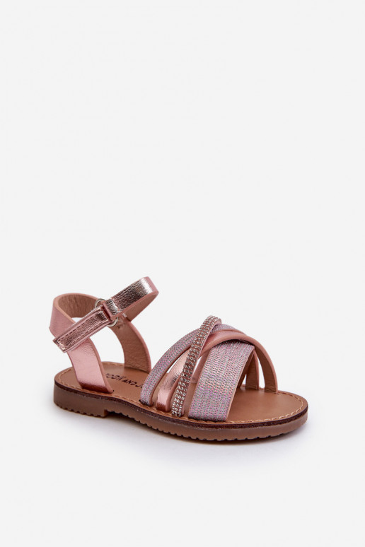 avec brillance Sandales enfant à fermetures adhésives rose Delphina