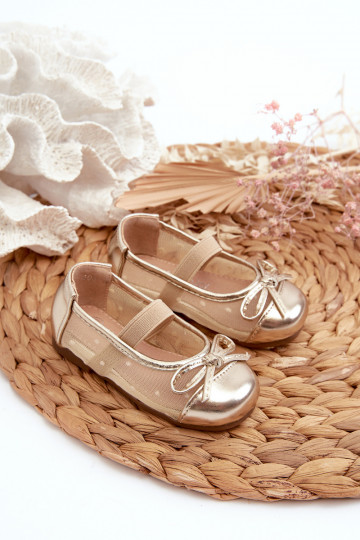 Ballerines pour enfants avec rubans de couleur dorée Jellema