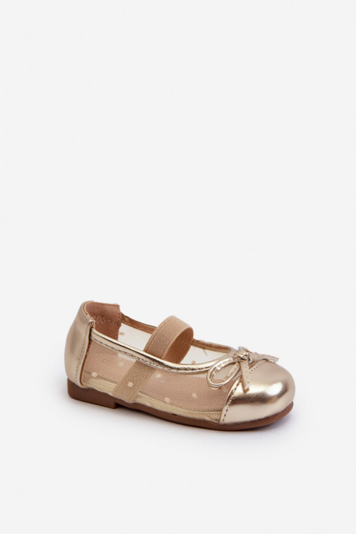 Ballerines pour enfants avec rubans de couleur dorée Jellema
