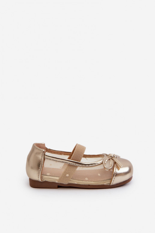 Ballerines pour enfants avec rubans de couleur dorée Jellema