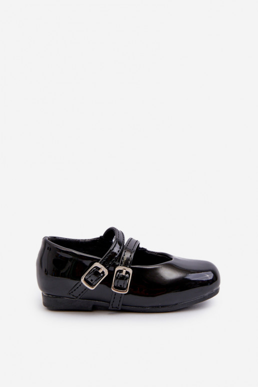 ballerines effet vernis Enfant à bretelles noir Margenis