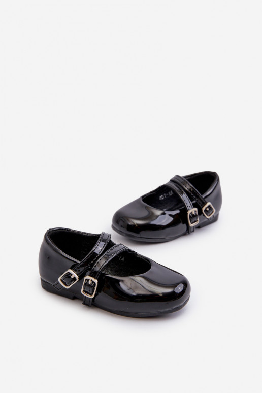 ballerines effet vernis Enfant à bretelles noir Margenis