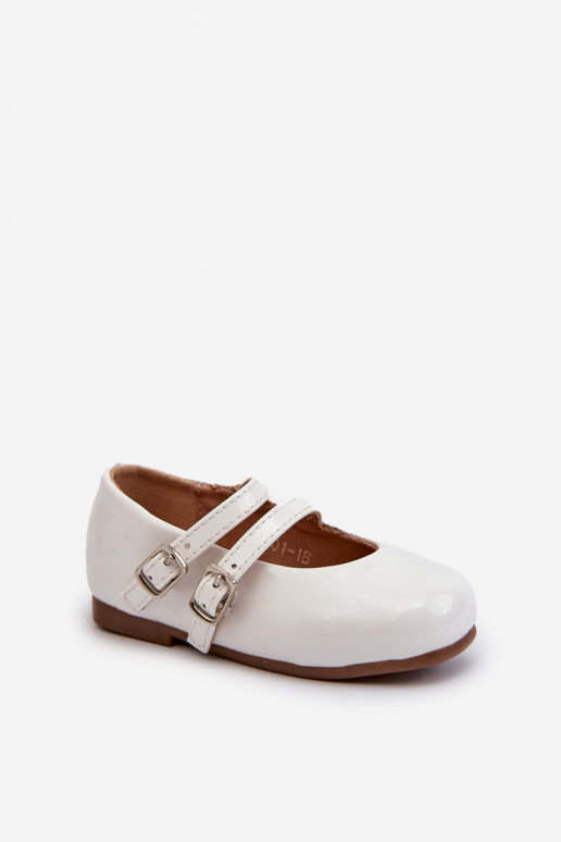 ballerines effet vernis Enfant à lanières couleur blanc Margenis