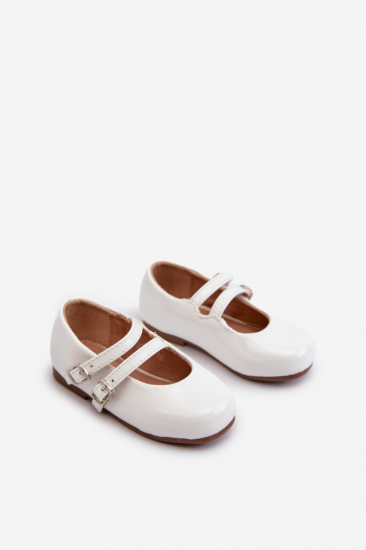 ballerines effet vernis Enfant à lanières couleur blanc Margenis