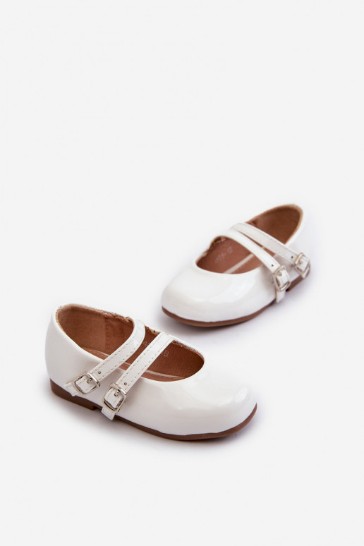 ballerines effet vernis Enfant à lanières couleur blanc Margenis