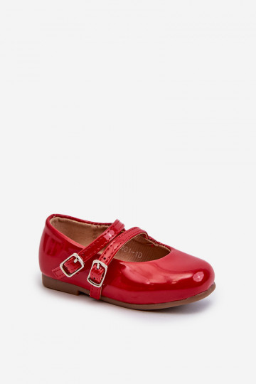 ballerines effet vernis Enfant à bretelles couleur rouge Margenis 2