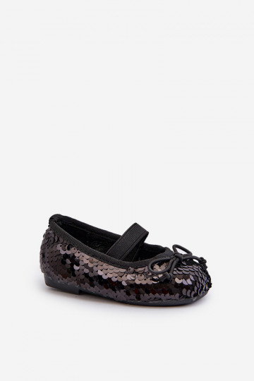 Ballerines pour enfants Ozdobione Cekinami couleur noire Weries 2
