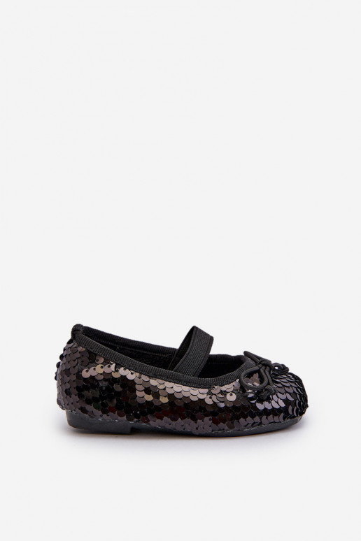 Ballerines pour enfants Ozdobione Cekinami couleur noire Weries