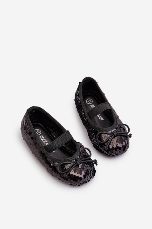 Ballerines pour enfants Ozdobione Cekinami couleur noire Weries