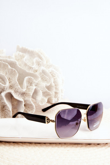 Lunettes de soleil Femme UV400 Noir et doré