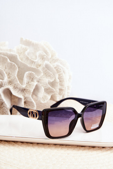 Lunettes de soleil Femme Avec fantaisie Detalem UV400 bleu foncé