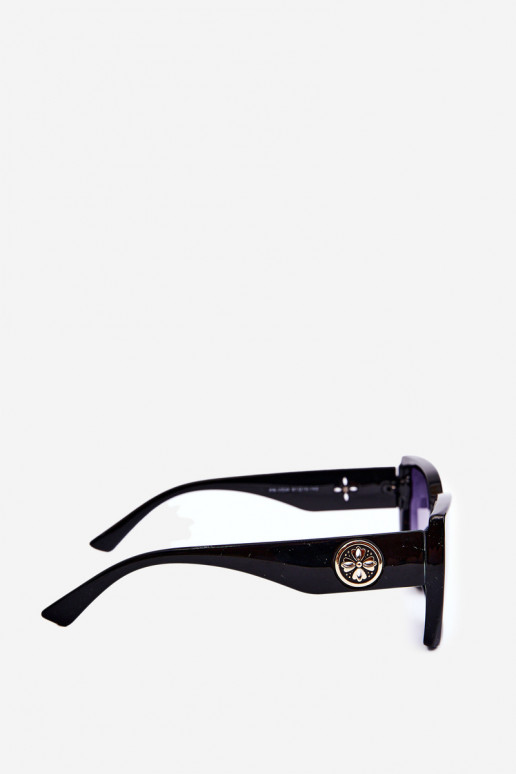 Lunettes de soleil modèle classique pour femme avec détails ornés UV400 noir