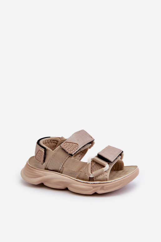 Sandale enfant avec attaches adhésives beige Orretta