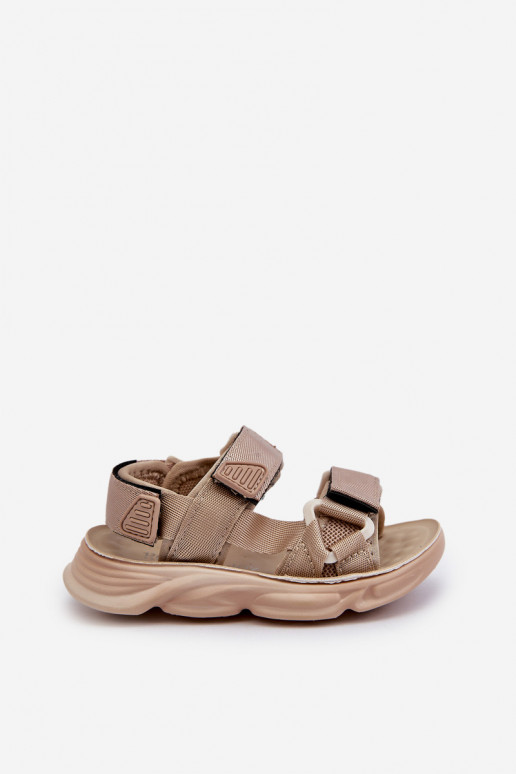 Sandale enfant avec attaches adhésives beige Orretta