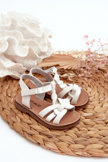 Sandales pour enfants à fermetures adhésives de couleur blanche Marimona
