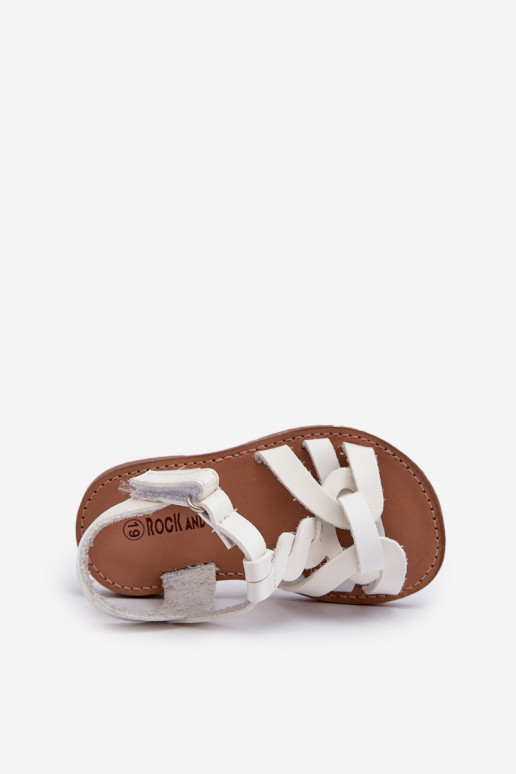 Sandales pour enfants à fermetures adhésives de couleur blanche Marimona